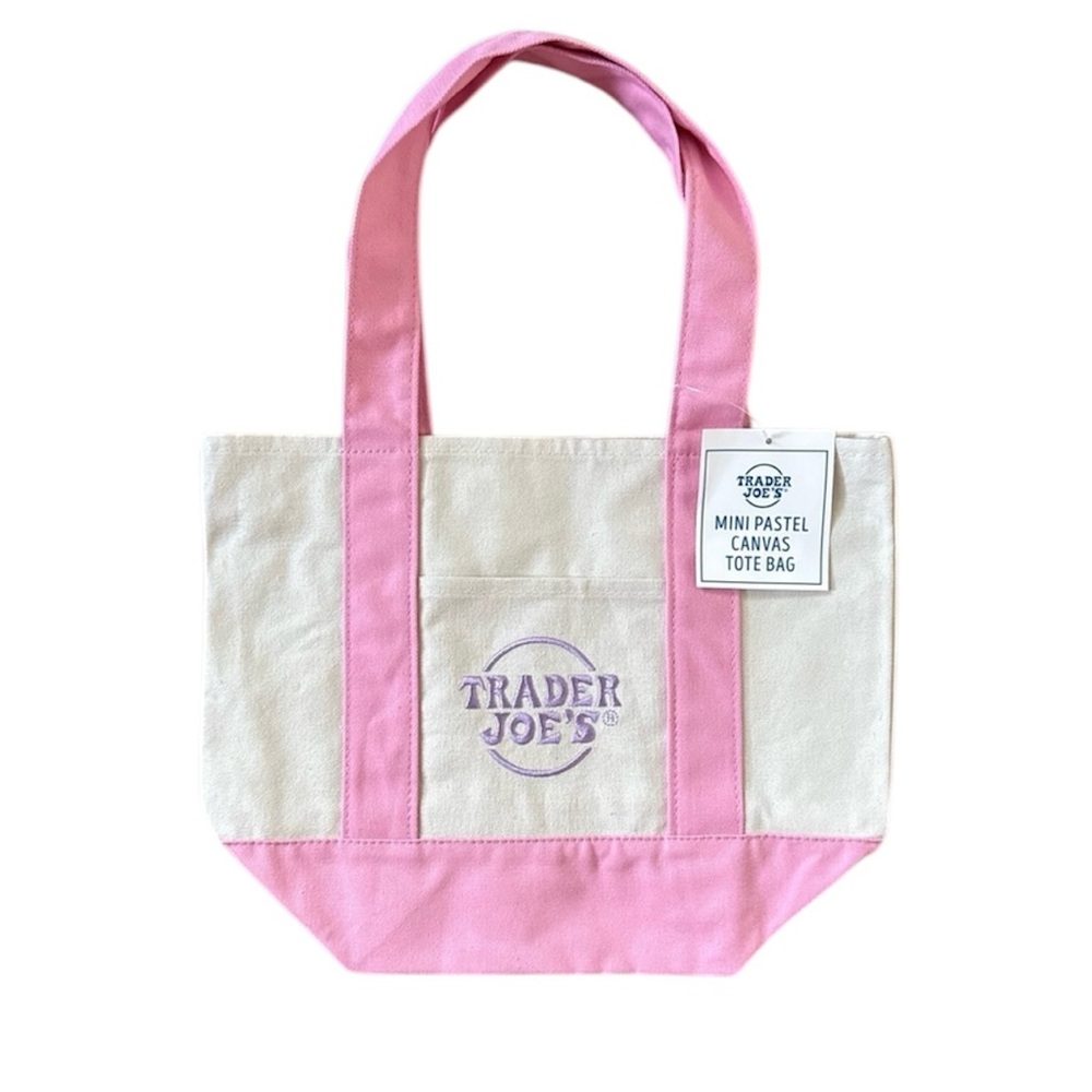 Pink and Cream Canvas Tote Bag